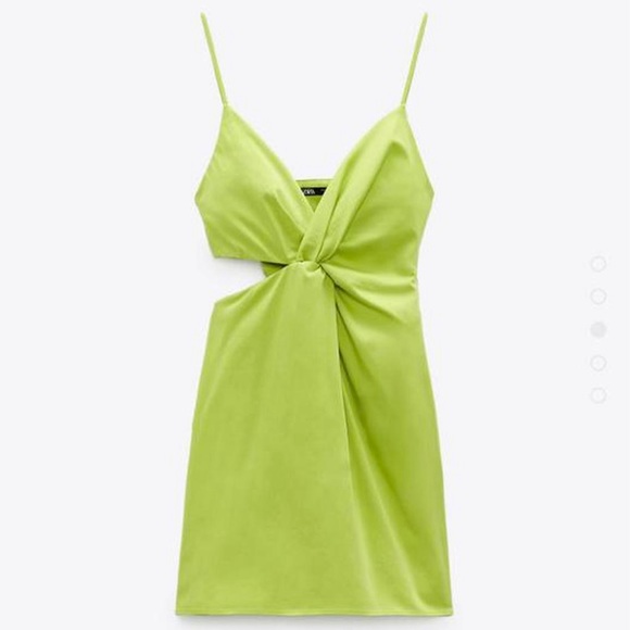 Zara Key Lime Cut Out Mini Dress Size L - Picture 1 of 11